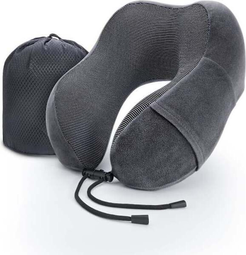 Reisepute Nakkepute Memory Foam Myk Komfort og Støtte Reise Fly Nakkeputer, U-formet Pute for Søvn Grå