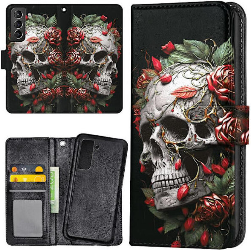 Samsung Galaxy S21 - Lommebok Deksel Skull Roses