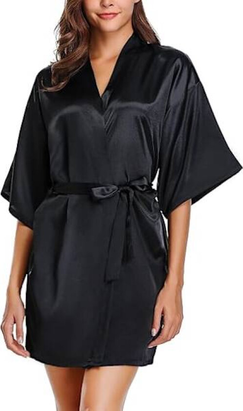 Bilde av Satin Morgenkåpe for Kvinner, Myk Silke Kåpe Lett Nattøy for Brud, Bryllupsfest Kåper med Skrå Lukking