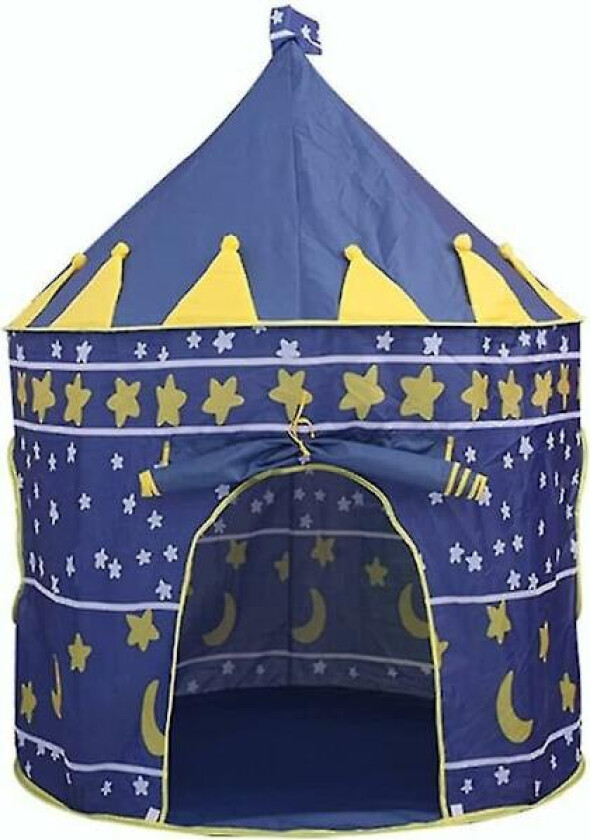 Blå barnas pop-up telt barn slott telt bærbar pop-up leketelt med bæreveske