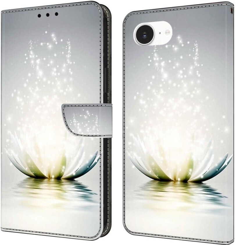 iPhone 16e-etui 3D-mønster Vegansk lær lommebok telefondeksel med stativ - Lotus