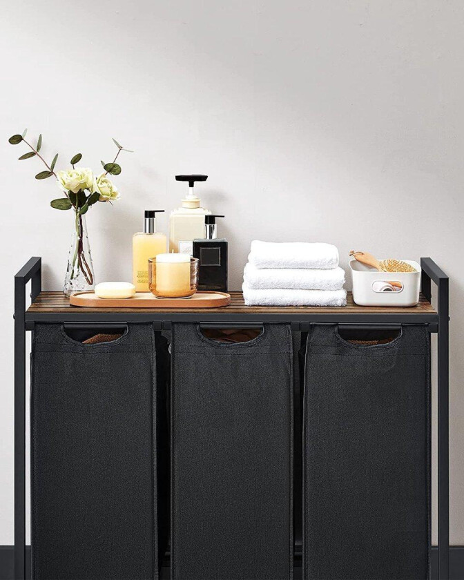 Furnstar skittentøyskurv med 3 rom 3×38 l – brun/svart