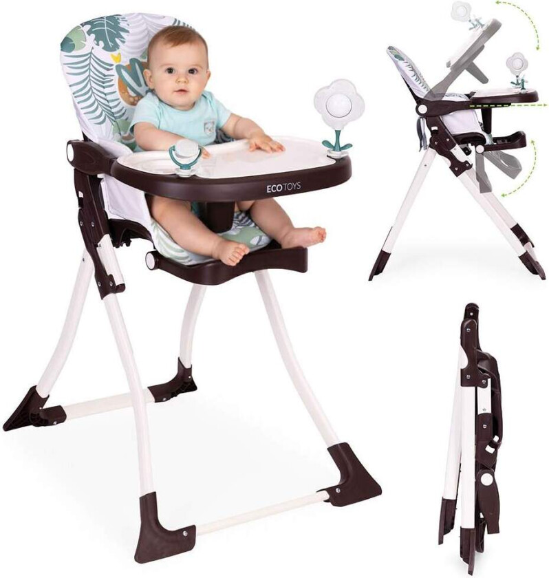 Sammenleggbar barnestol med leker – justerbar, trygg, bærbar