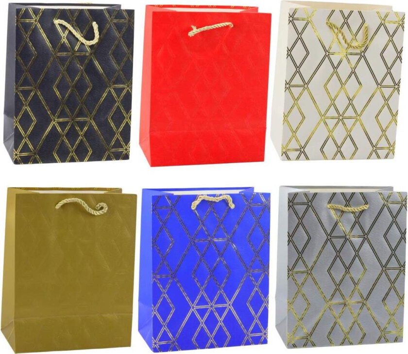 Gavepose Papir Gullmønstre 23 x 18 x 10,5 cm