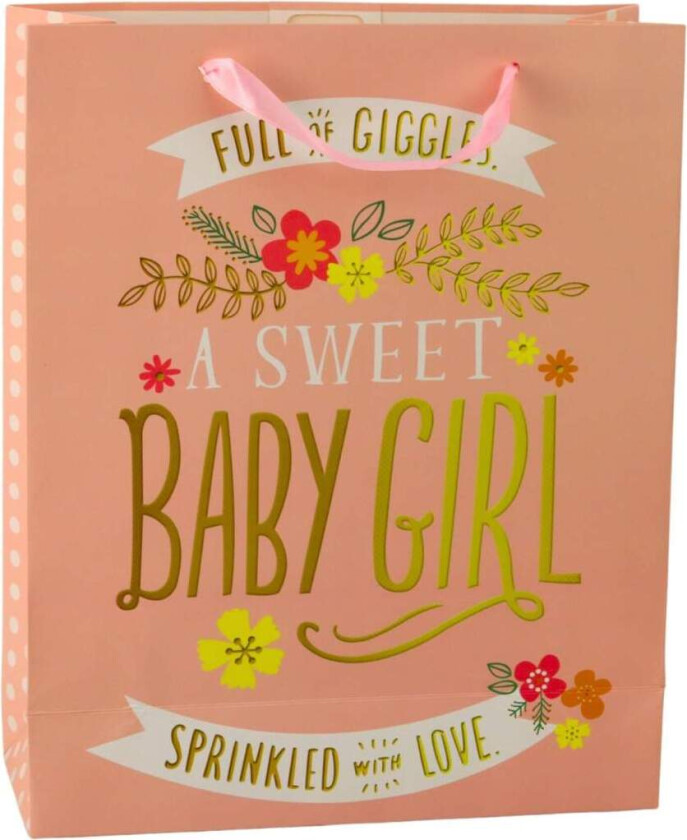 Baby Shower gavepose for jente, 32 x 26 x 12 cm