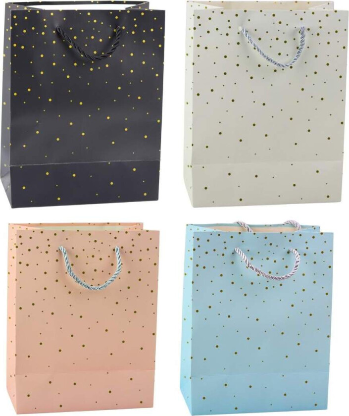 Gavepose med gullprikker, 23 x 18 x 10,5 cm