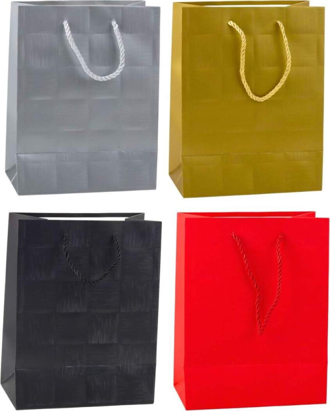 Elegant gavepose, strukturelle kvadrater, 23 x 18 x 10 cm