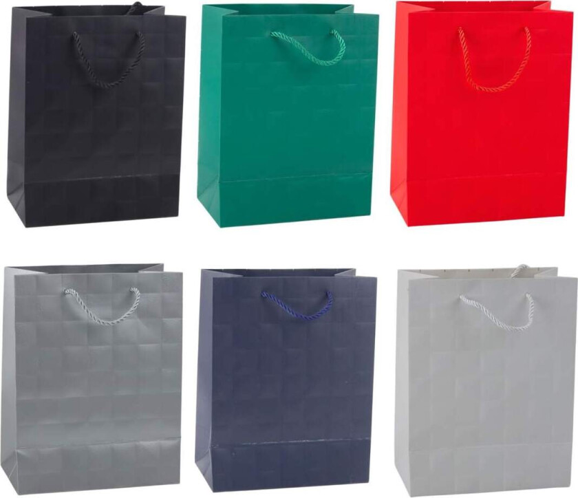 Elegant gavepose, pregede firkanter, 23 x 18 x 10,5 cm