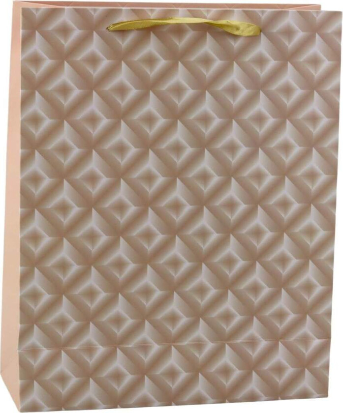 Lys beige preget gavepose 32 x 26 x 10 cm