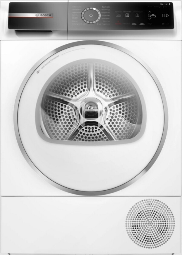 Serie 8 WQB235B4EP, Frittstående, Frontmatet, Varme pumpe, Hvit, Rotasjon, Berøringskontroll, Riktig/Høyre