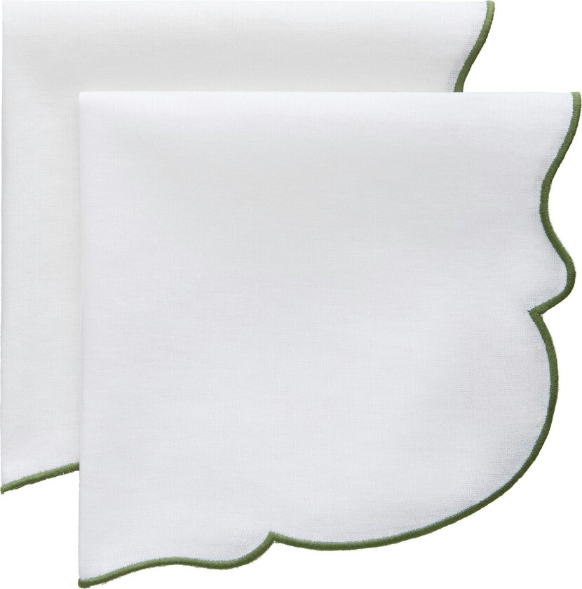 Gia Serviett 45x45 Cm 2-pk / Grønn - Servietter & Tilbehør Bomull Hvit - 421704