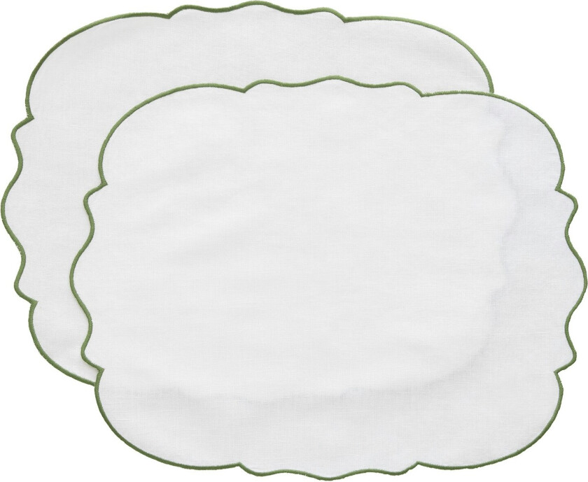 Gia Spisebrikke 35x45 Cm 2-pk / Grønn - Bordbrikker & Glassunderlegg Bomull Hvit - 421702