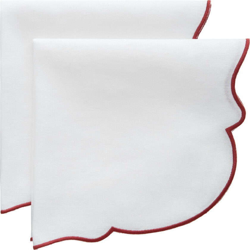 Gia Serviett 45x45 Cm 2-pk / Vinrød - Servietter & Tilbehør Bomull Hvit - 421703