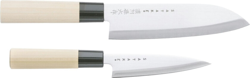 Houcho Knivsett Santuko 17 Cm & Skrellekniv 12 Cm - Kjøkkenkniver & Knivtilbehør Karbonstål Rustfritt stål - SHG101SW