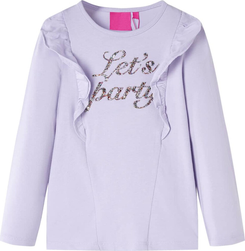 T-skjorte for barn med lange ermer lyselilla 140