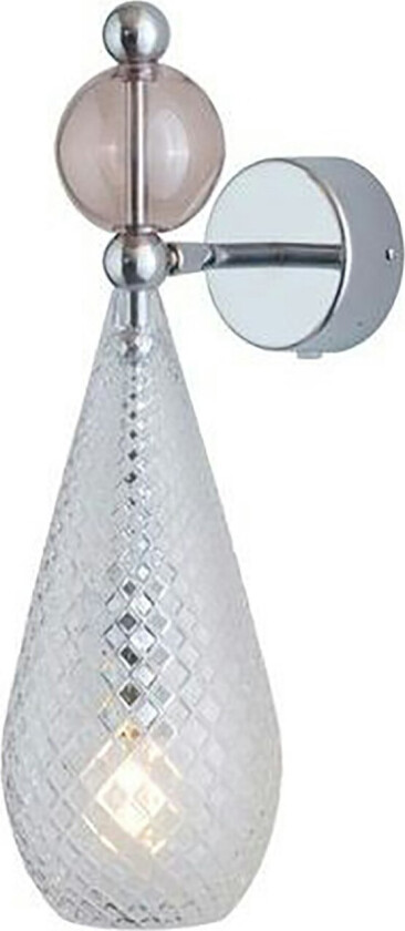 Ebb & Flow Smykke Vegglampe Crystal Check / Obsidian Ball / - Vegglamper Metall Shiny Silver - LA101139W