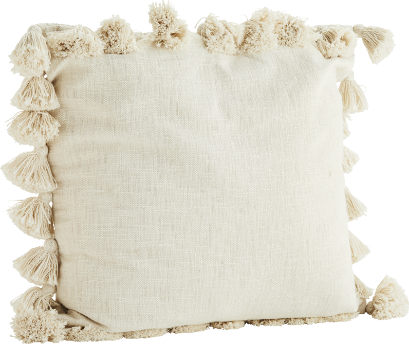 Cushion Cover With Tassels 60x60 Cm - Pynteputer & Trekk Bomull Off-White - JECU0312-OW