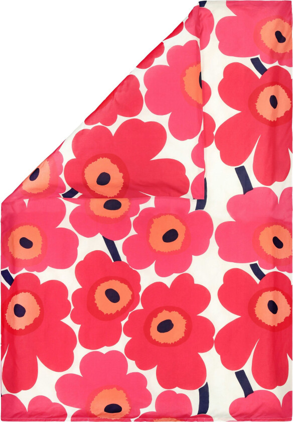 Unikko Dynetrekk / Rød 140x200 Cm - Dynetrekk Bomull Hvit - 074197-001
