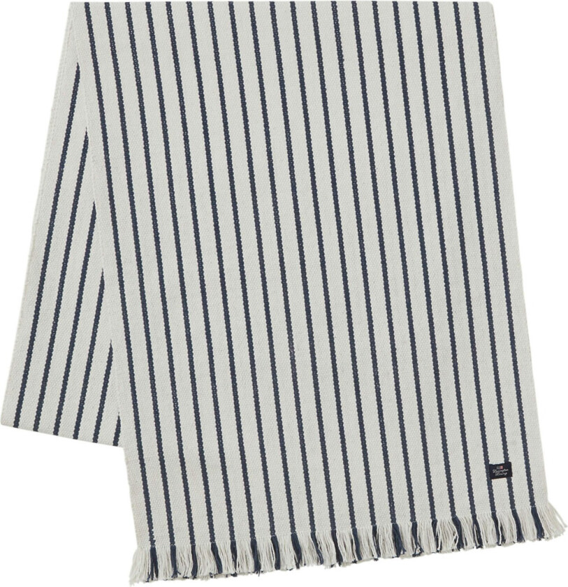 Bordløper Med Frynser 50x350 Cm Hvit/marineblå - Duker & Løpere Resirkulert Bomull - 12423003-5850-RU15