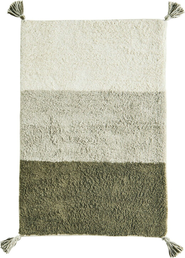 Badematte 60x90 Cm Grå/oliven - Baderomsmatter Bomull Grønn - PI-12926