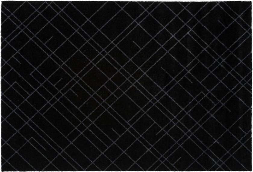 Lines Dørmatte Svart / Grå 130x90 Cm - Mønstrede tepper Gummi Sort - 00673