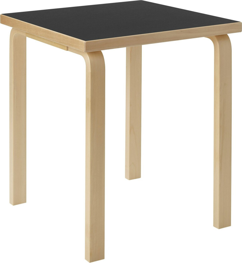 Aalto 80c Barnebord Kvadratisk 60x60 Cm Linoleum - Barnebord Bjørkefinér Sort - 28306263