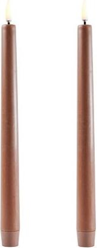 Led Kronelys 2,3 x 25,5 Cm - LED-lys Virgin Parafinvoks Caramel - UL-TA-CA02325-2
