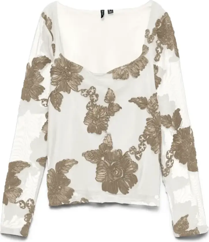 VMMILA LS SQUARE NECK TOP JRS EXP SB8, L, Topp Hvit L