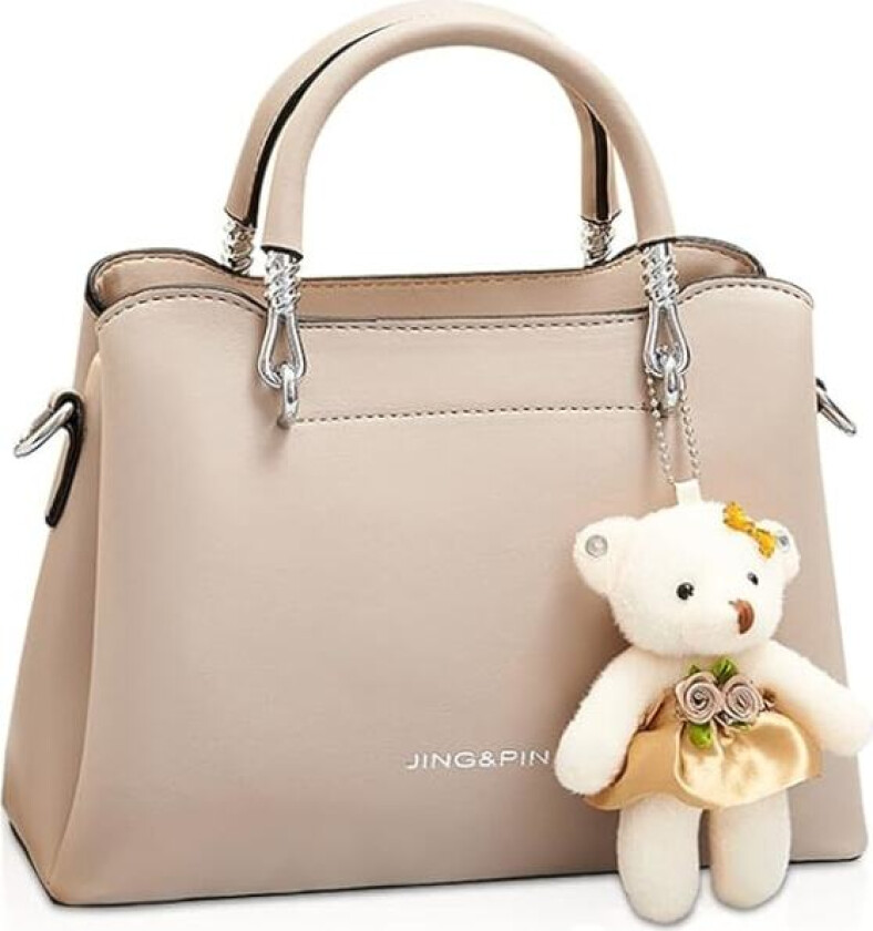 Dame Crossbody Mote Topphåndtak Vesker Dame Skuldervesker PU Lær Satchel Veske Jenter Messenger Vesker Lommebøker Håndveske med Bjørneanheng
