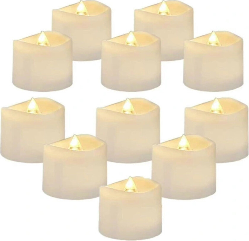 12-pakning Flamfrie LED-telys med timer og flimrende flamme