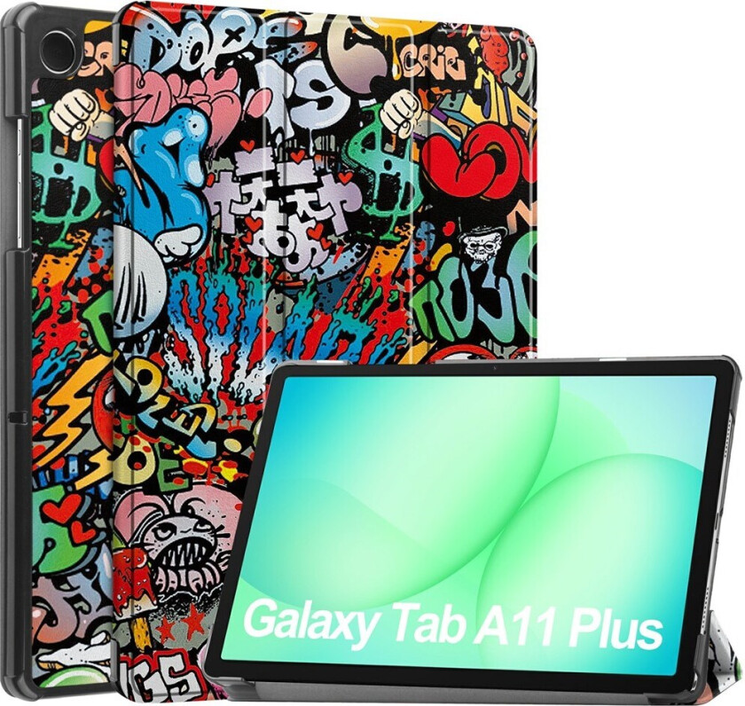 Samsung Galaxy Tab A11+ (Plus) EIDERWOOD Kunstskinn Flipp Deksel med Motiv - Graffiti
