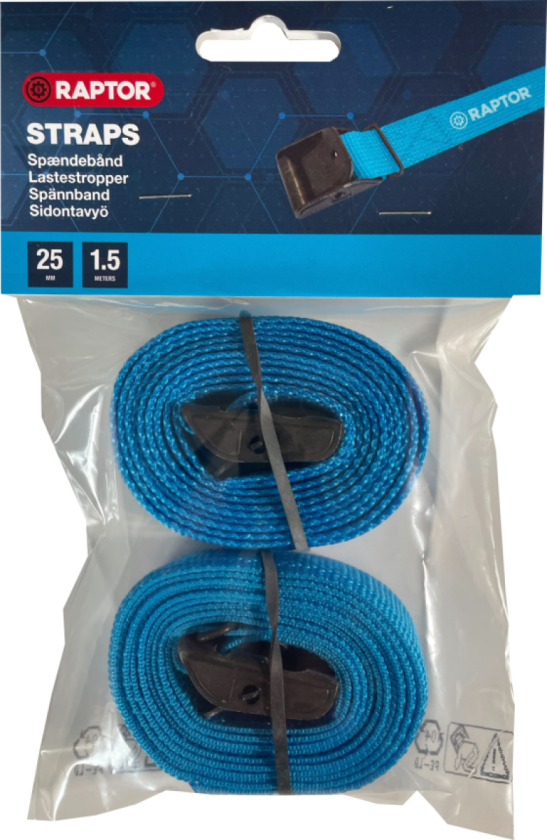 LASTESTROPP 400kg 1,5mx25mm 2pk (1/100) TURKIS RAPTOR