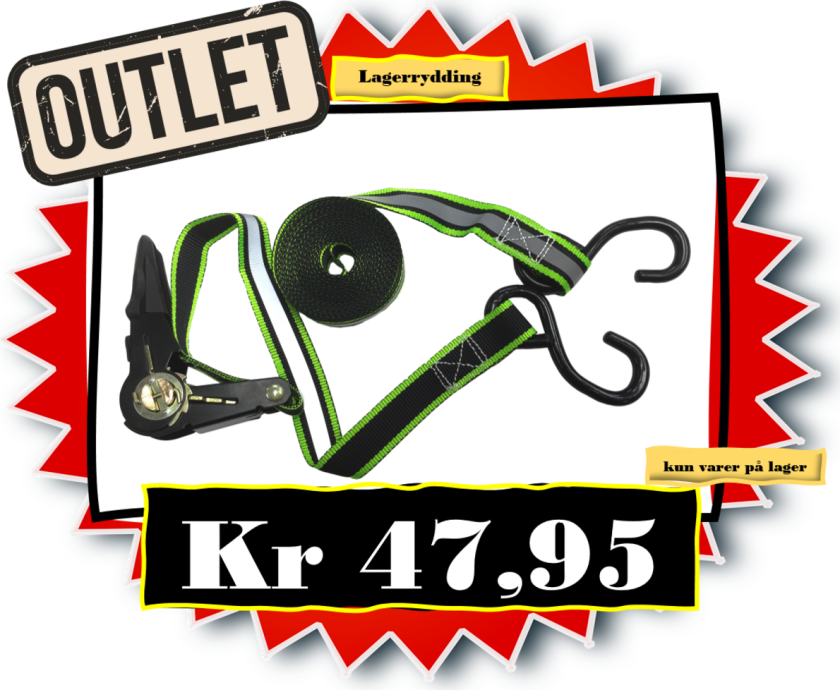 LASTESTROPP 700kg 5mx25mm (6/48) m/REFLEKS,JEKK OG KROK - outlet