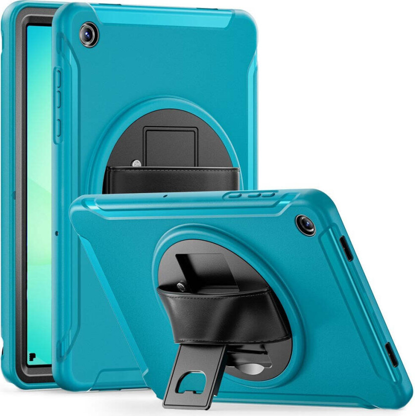 Samsung Galaxy Tab A11+ (Plus) EIDERWOOD Støtsikkert Deksel med 360 Graders Roterbar Støtte - Petroleumsblå
