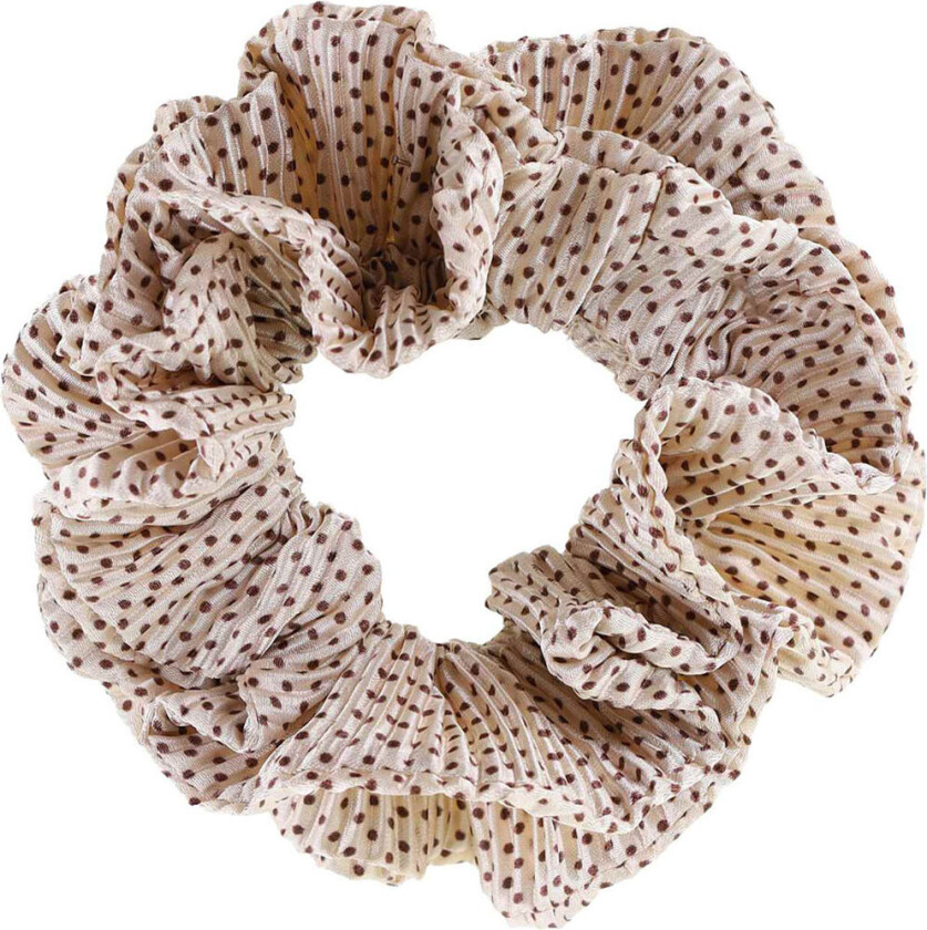 Scrunchie - Kaisa - Hvit/Brun Prikker - - OneSize - Hårpynt