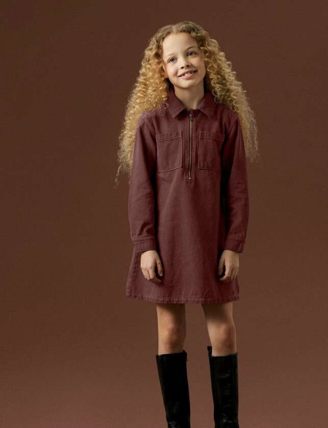 Nkfmira Overdyed Dnm Dress 4042-Za K - Brown - 140