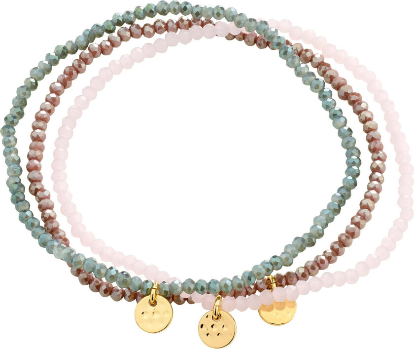 INDIGO armbånd rose-mix, 3-i-1 sett, gullbelagt