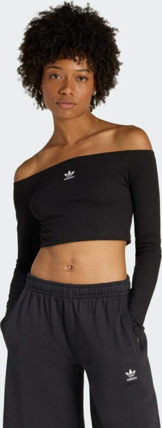 ESSENTIALS RIB OFF SHOULDER LONGSLEEVE T-SKJORTE