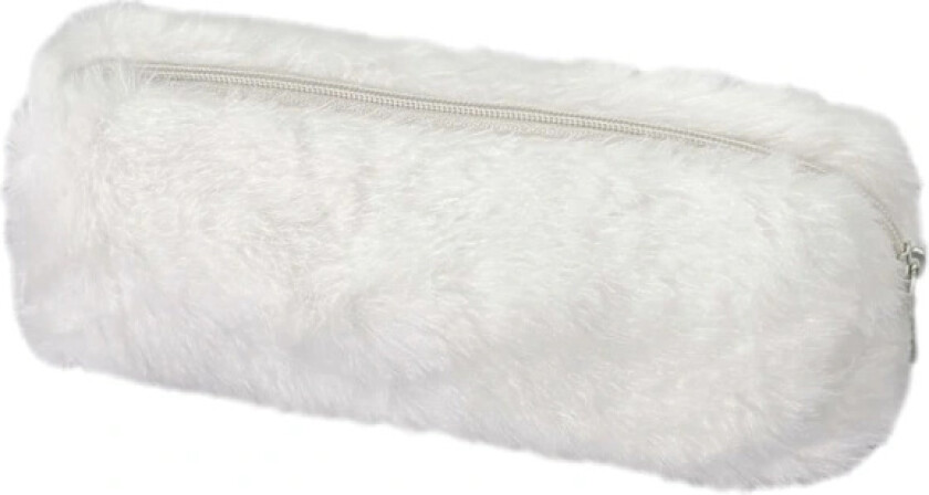 Plysj-pennal, fluffy pennal for jenter, mykt pennal, fluffy pennveske, fluffy sminkeveske, søtt pennal (hvit)