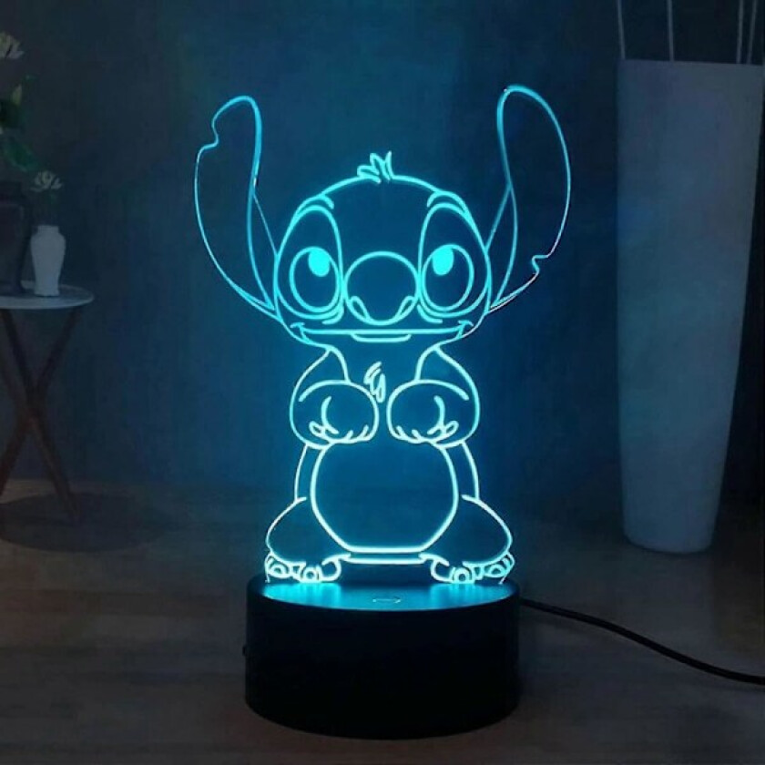 Piao Stitch 3D Lampe Manga Led Nattlys, Stitch Nattbordslampe Nattlys 16 Farger 3D Skrivebordslampe Dekor, Usb Drevet Berøringsfjernkontroll Barn Nattlampe