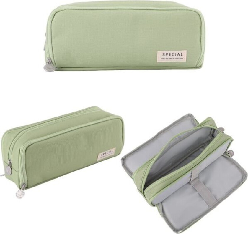 3-roms penal med stor kapasitet, pennal, Oxford oppbevaringsveske, kosmetisk sminkeveske for menn, kvinner, voksne, reise, forretninger, kontor