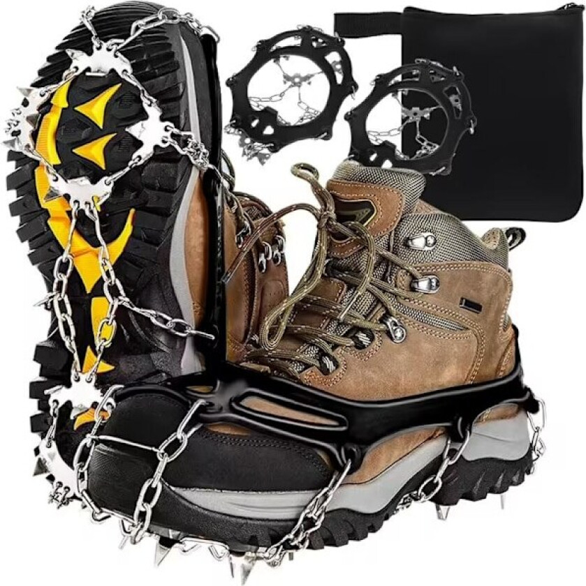 Brodd med 19 ståltagger / Sklisikring med pigger - Grep for sko Black