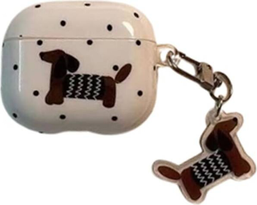 1 stk Hodetelefondeksel for AirPods 4. generasjon (2024) med valpe-nøkkelring, Søt tegneserie Morsom Dachshund-design for AirP