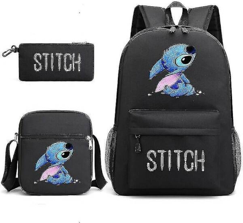 Lilo Stitch Ryggsekk Tredelt Sett Skolesekk Q kun penal