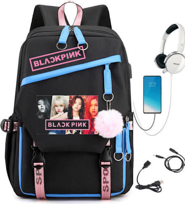 BLACKPINK Ryggsekk Skolesekk blå jente