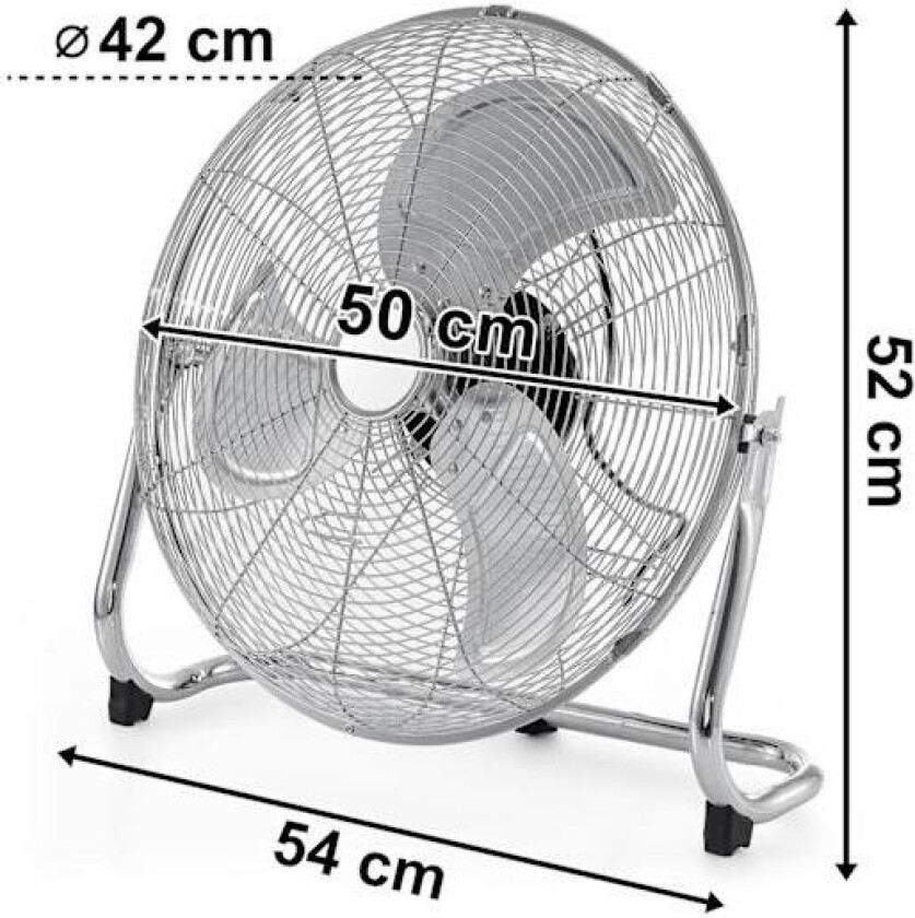 Gulvvifte, 120W, 3 hastigheter, justerbar vippevinkel, krom