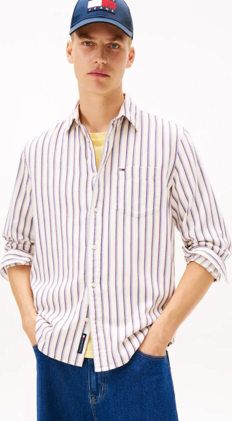 Tjm Rlx Stripe Twill Shirt - White - L