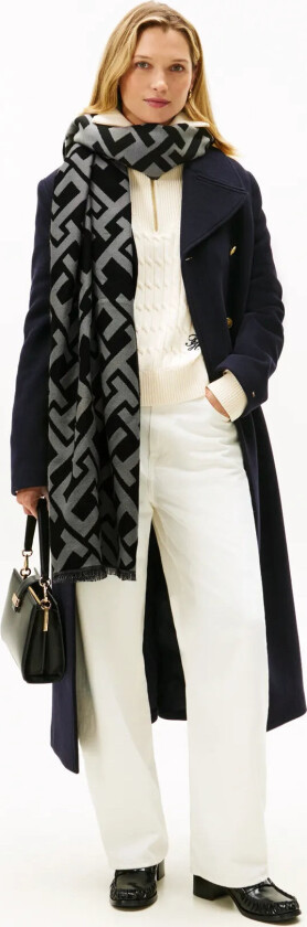 Th Monogram Heavy Scarf - Grey - ONE SIZE