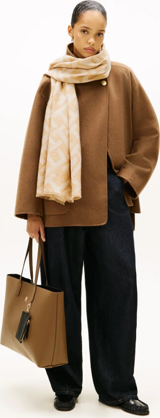 Th Monogram Heavy Scarf - Beige - ONE SIZE