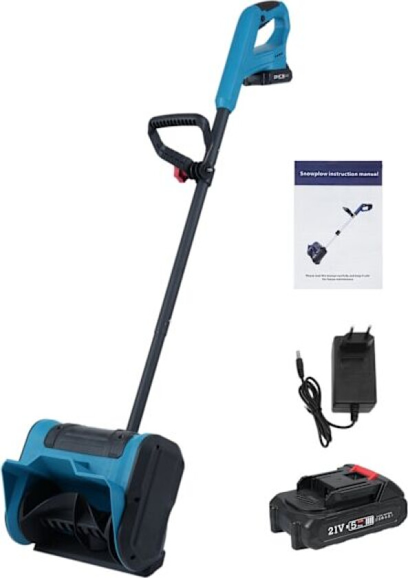 Bilde av Snøskuffe 21V Batteridrevet Snøfreser Elektrisk Snørydder Børste Snøfreser med Ekstra Håndtak 2.0Ah Li-ion Batteri & Lader